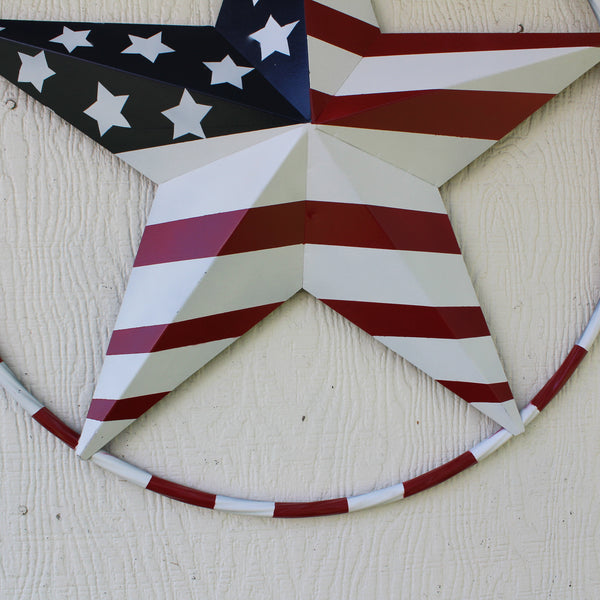 USA FLAG STAR AMERICAN FLAG METAL3D TWIST ROPE RING RED WHT BLUE WESTERN HOME DECOR HANDMADE #EH11925, 12",24",36",48" (Copy)