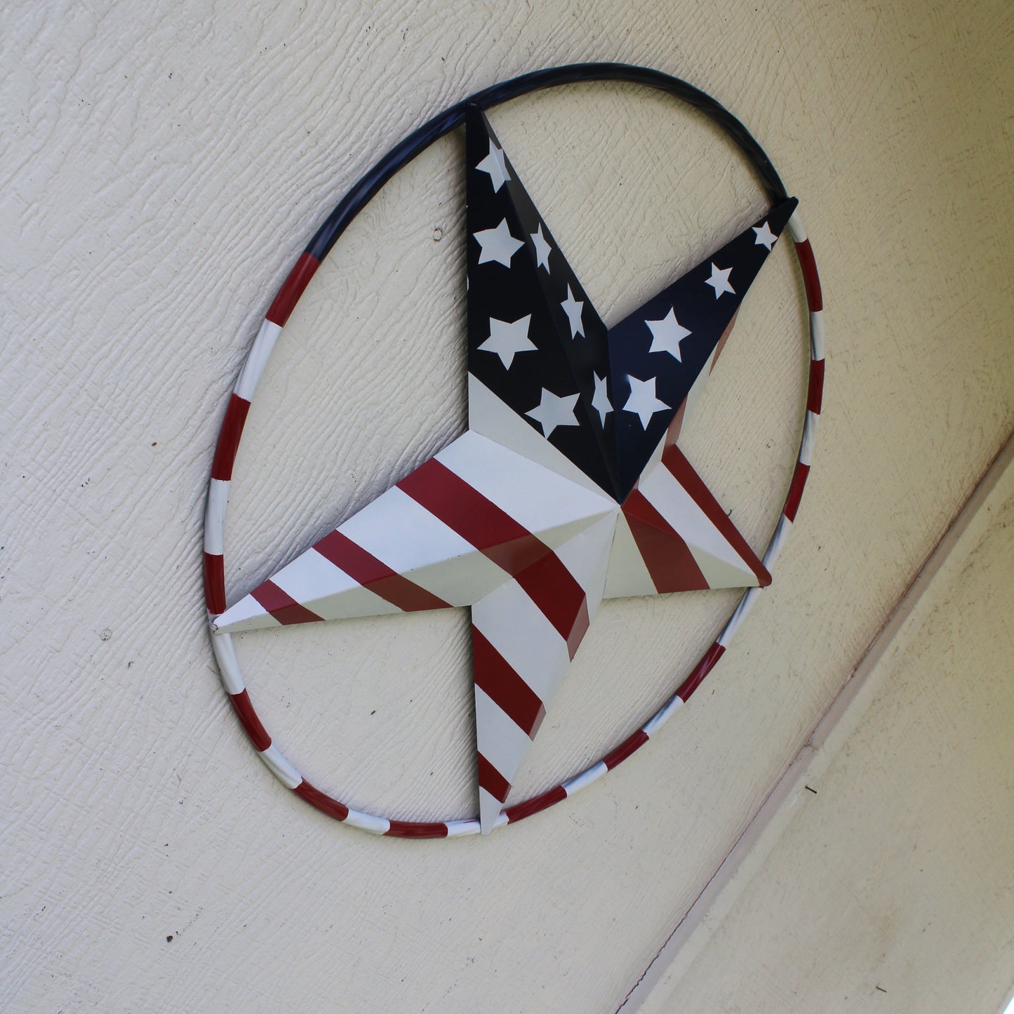 USA FLAG STAR AMERICAN FLAG METAL3D TWIST ROPE RING RED WHT BLUE WESTERN HOME DECOR HANDMADE 12",24",36",48" #EH11925