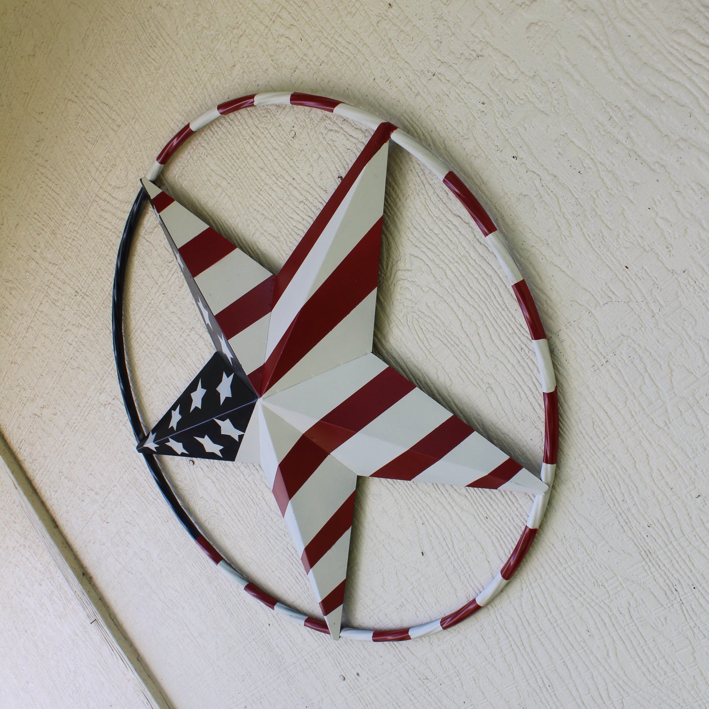 USA FLAG STAR AMERICAN FLAG METAL3D TWIST ROPE RING RED WHT BLUE WESTERN HOME DECOR HANDMADE 12",24",36",48" #EH11925
