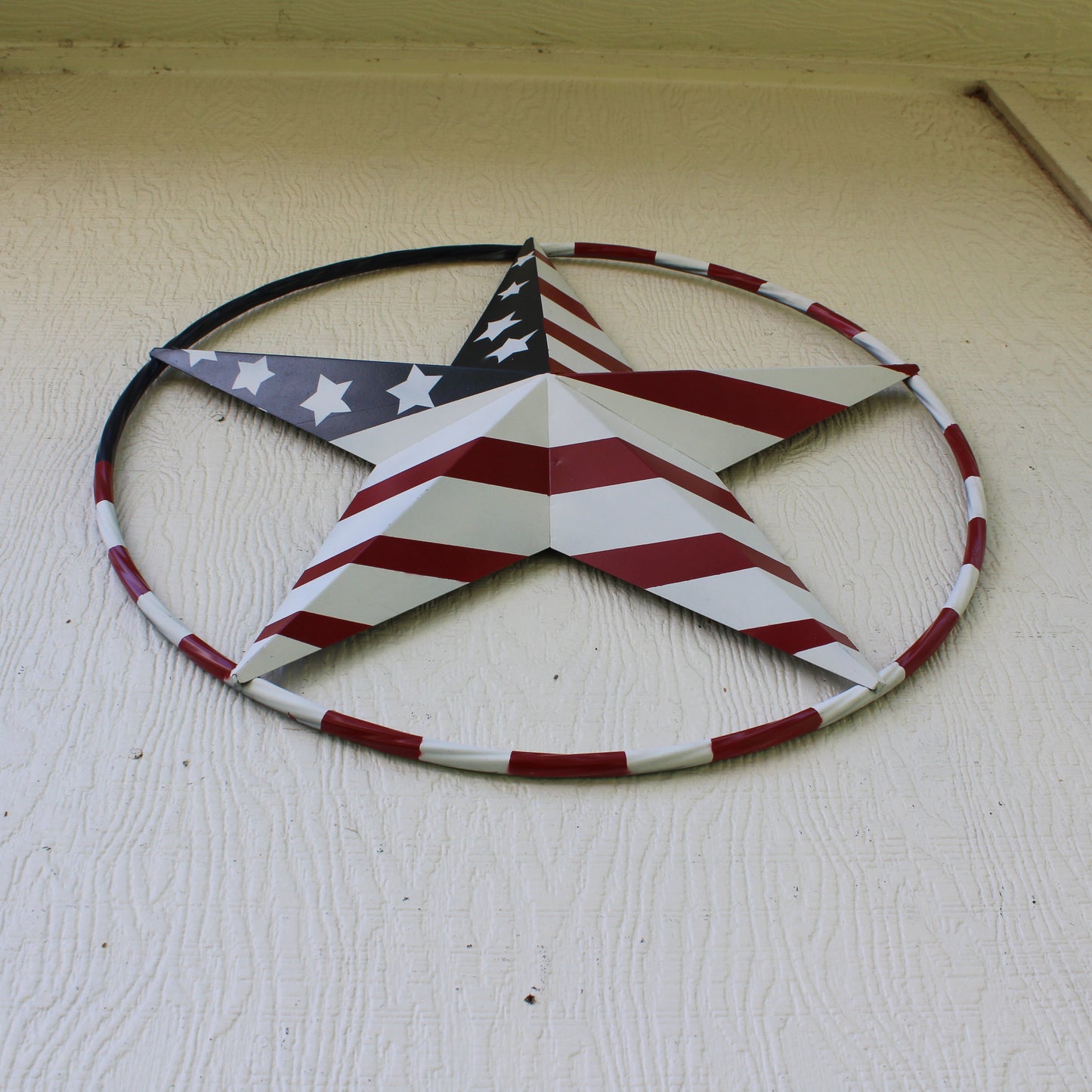 USA FLAG STAR AMERICAN FLAG METAL3D TWIST ROPE RING RED WHT BLUE WESTERN HOME DECOR HANDMADE 12",24",36",48" #EH11925