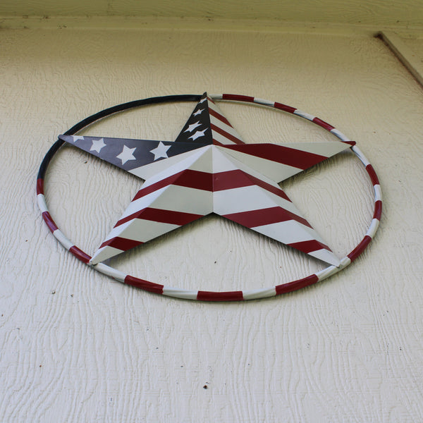 USA FLAG STAR AMERICAN FLAG METAL3D TWIST ROPE RING RED WHT BLUE WESTERN HOME DECOR HANDMADE #EH11925, 12",24",36",48" (Copy)