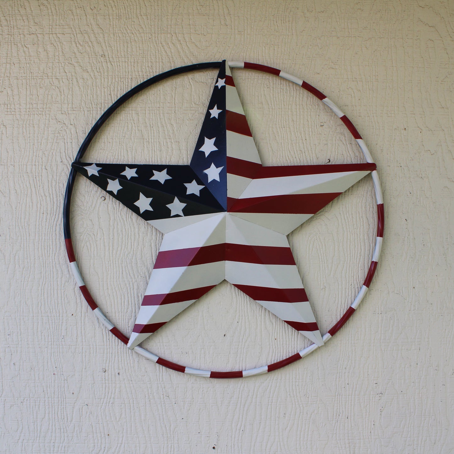 USA FLAG STAR AMERICAN FLAG METAL3D TWIST ROPE RING RED WHT BLUE WESTERN HOME DECOR HANDMADE 12",24",36",48" #EH11925