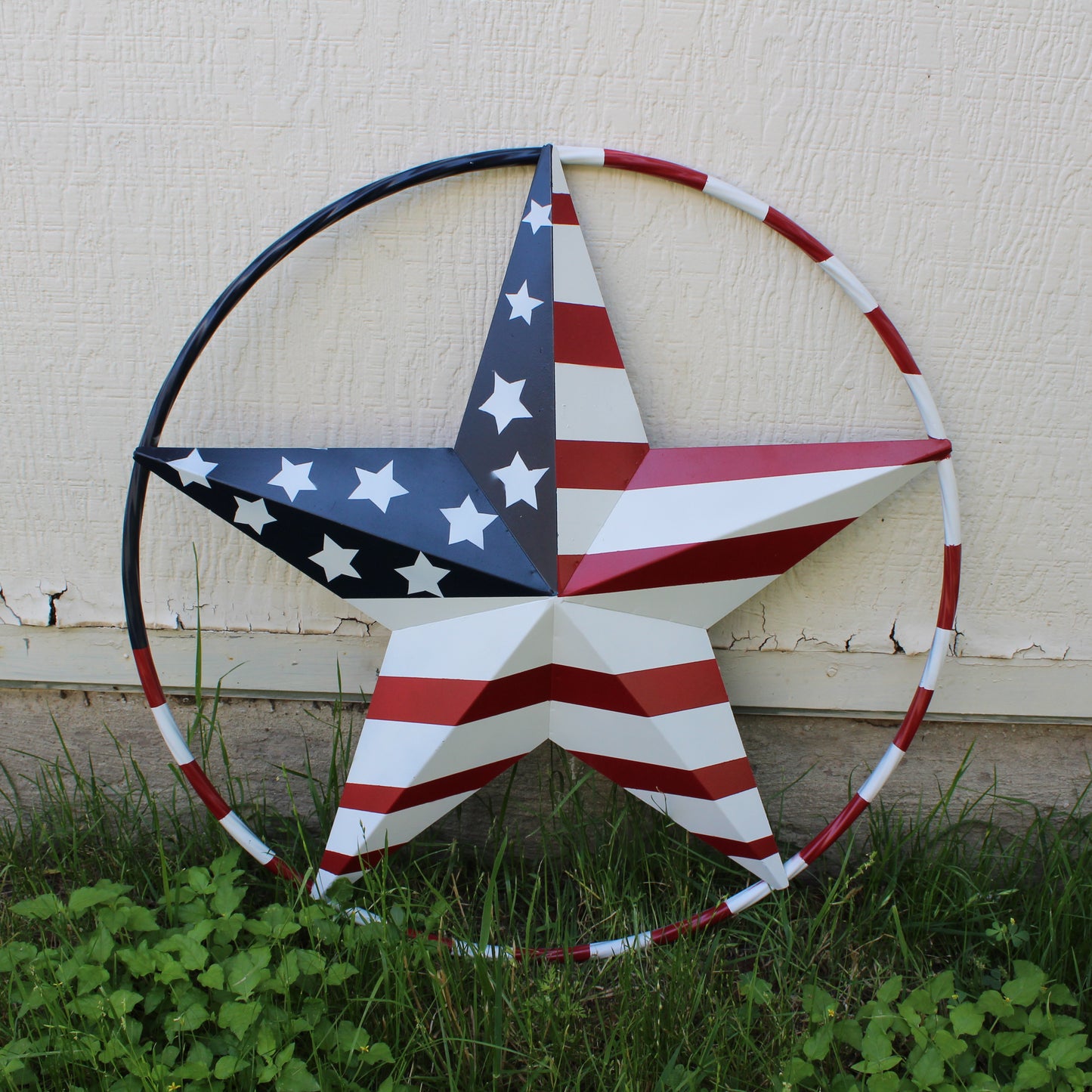 USA FLAG STAR AMERICAN FLAG METAL3D TWIST ROPE RING RED WHT BLUE WESTERN HOME DECOR HANDMADE 12",24",36",48" #EH11925