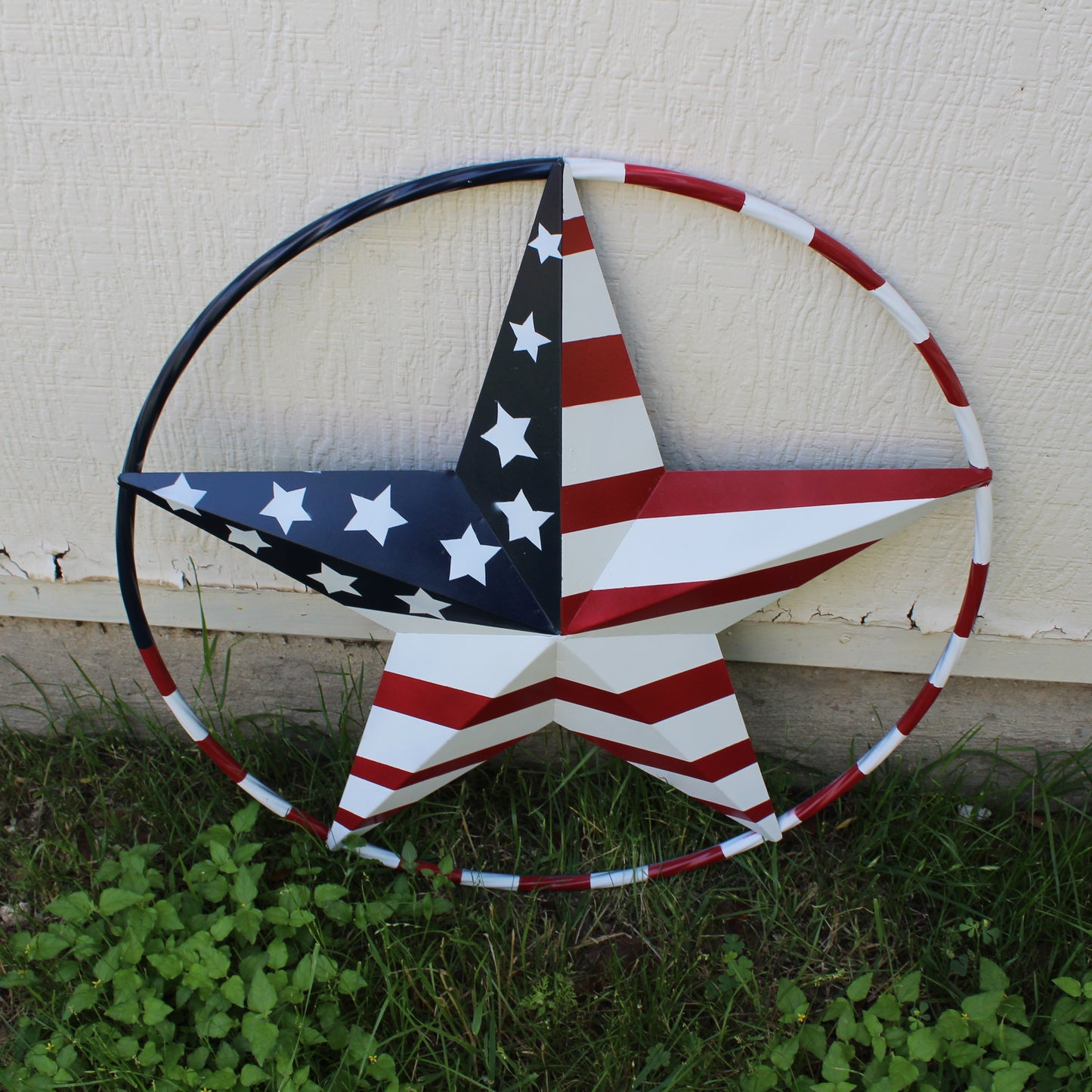 USA FLAG STAR AMERICAN FLAG METAL3D TWIST ROPE RING RED WHT BLUE WESTERN HOME DECOR HANDMADE 12",24",36",48" #EH11925