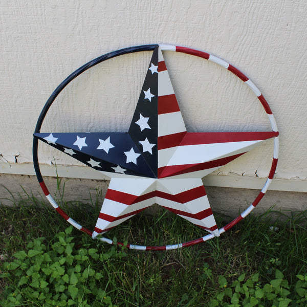USA FLAG STAR AMERICAN FLAG METAL3D TWIST ROPE RING RED WHT BLUE WESTERN HOME DECOR HANDMADE #EH11925, 12",24",36",48" (Copy)