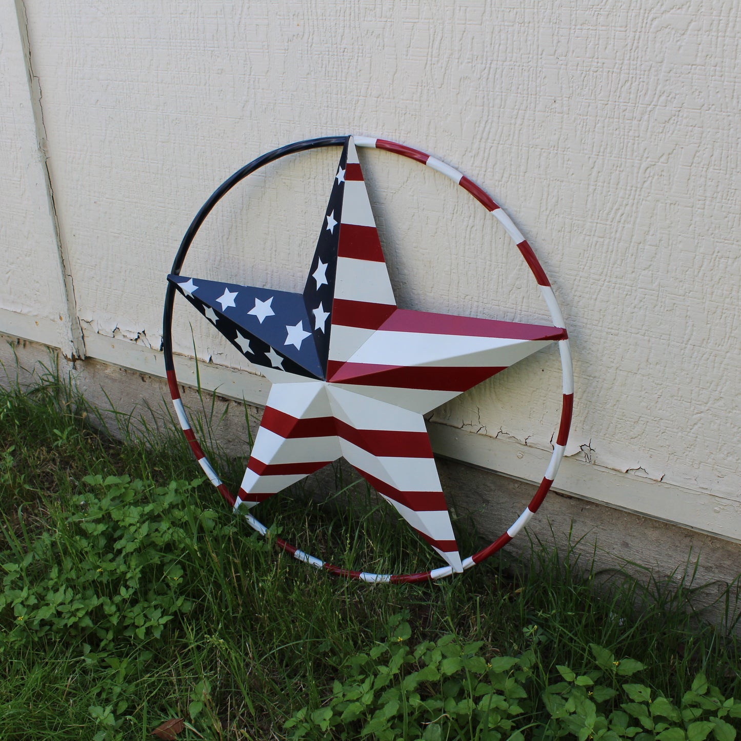 USA FLAG STAR AMERICAN FLAG METAL3D TWIST ROPE RING RED WHT BLUE WESTERN HOME DECOR HANDMADE 12",24",36",48" #EH11925