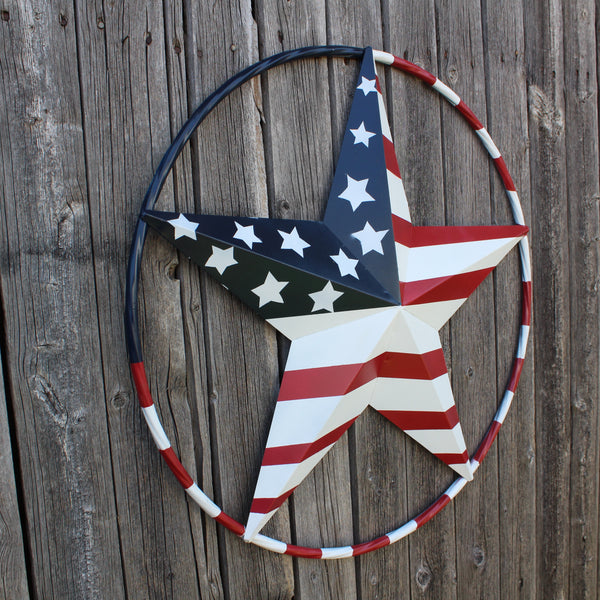 USA FLAG STAR AMERICAN FLAG METAL3D TWIST ROPE RING RED WHT BLUE WESTERN HOME DECOR HANDMADE #EH11925, 12",24",36",48" (Copy)