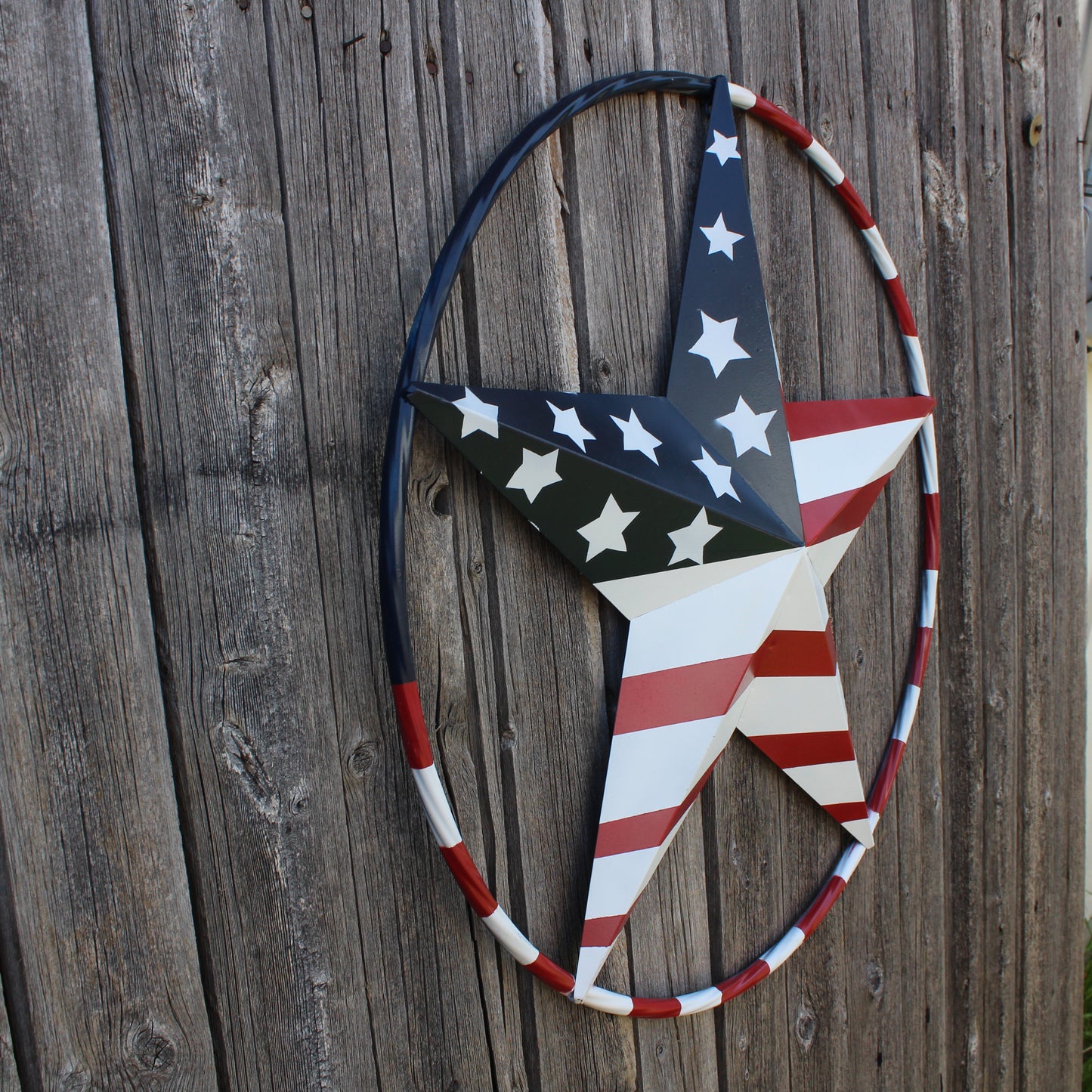 USA FLAG STAR AMERICAN FLAG METAL3D TWIST ROPE RING RED WHT BLUE WESTERN HOME DECOR HANDMADE 12",24",36",48" #EH11925