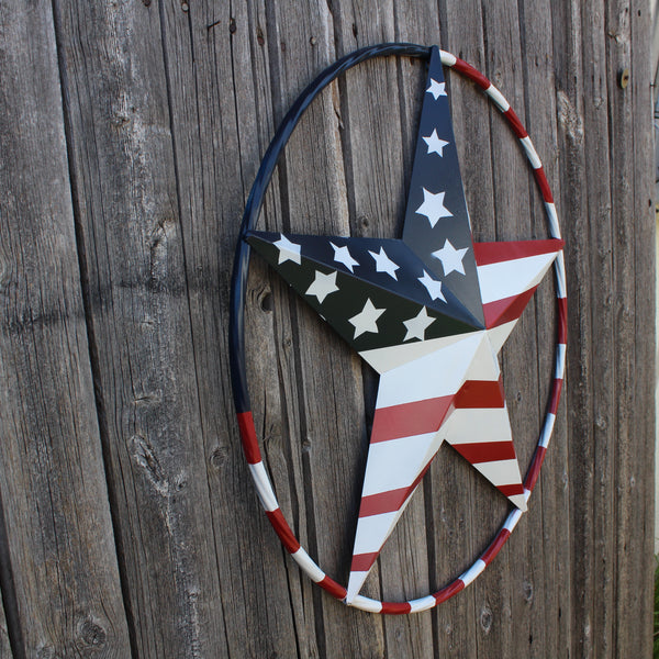 USA FLAG STAR AMERICAN FLAG METAL3D TWIST ROPE RING RED WHT BLUE WESTERN HOME DECOR HANDMADE #EH11925, 12",24",36",48" (Copy)