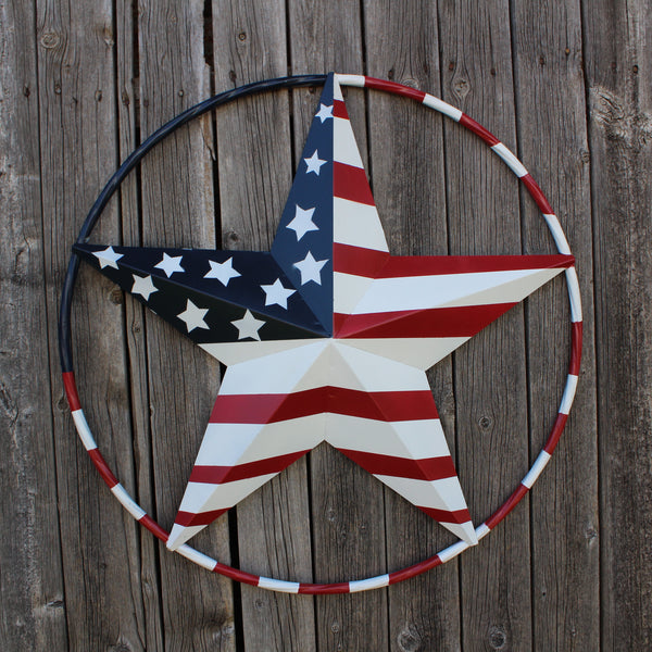 USA FLAG STAR AMERICAN FLAG METAL3D TWIST ROPE RING RED WHT BLUE WESTERN HOME DECOR HANDMADE #EH11925, 12",24",36",48" (Copy)