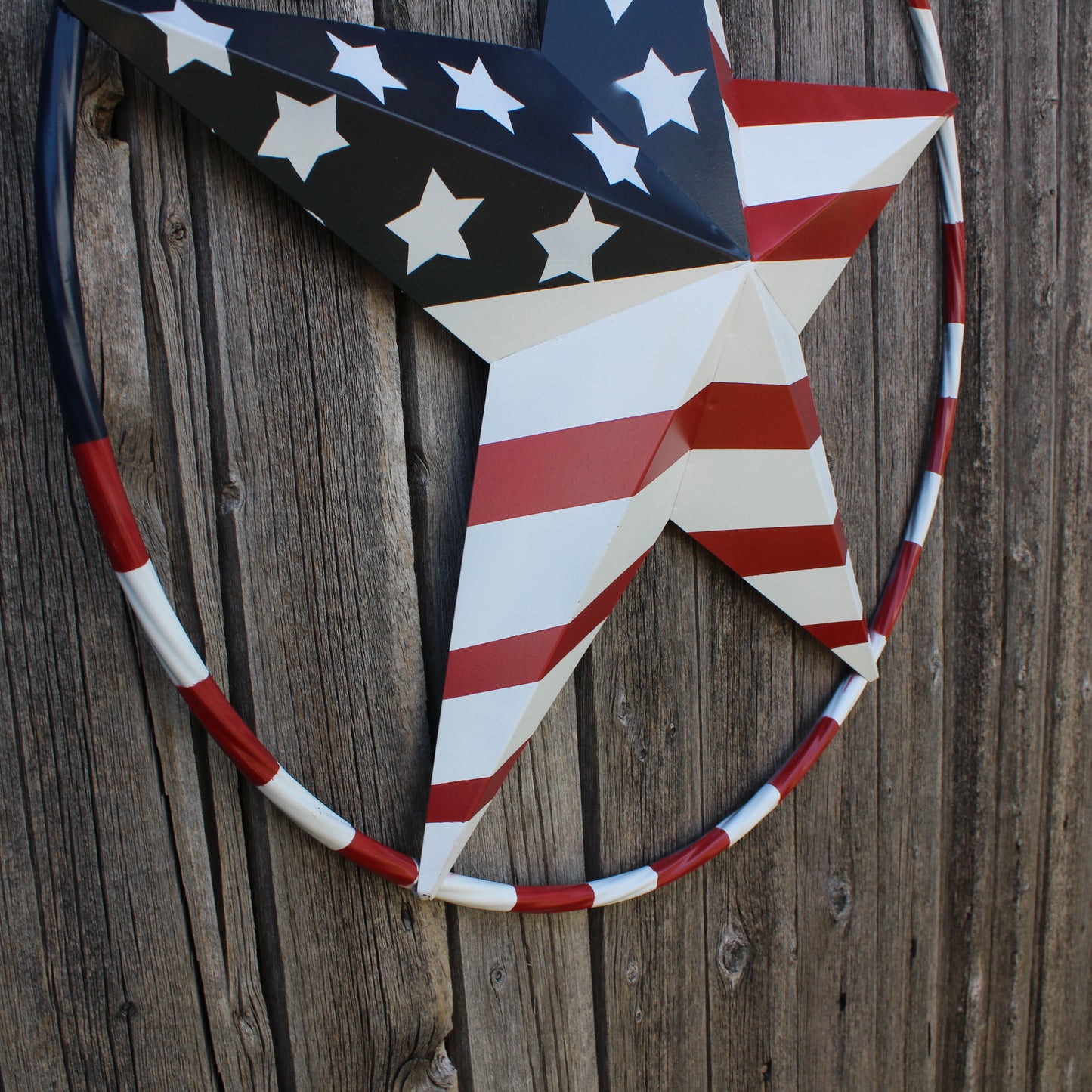 USA FLAG STAR AMERICAN FLAG METAL3D TWIST ROPE RING RED WHT BLUE WESTERN HOME DECOR HANDMADE 12",24",36",48" #EH11925