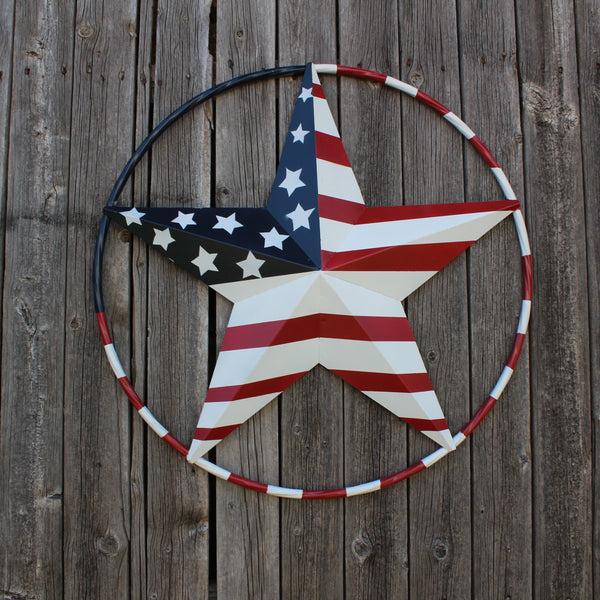 USA FLAG STAR AMERICAN FLAG METAL3D TWIST ROPE RING RED WHT BLUE WESTERN HOME DECOR HANDMADE #EH11925, 12",24",36",48" (Copy)