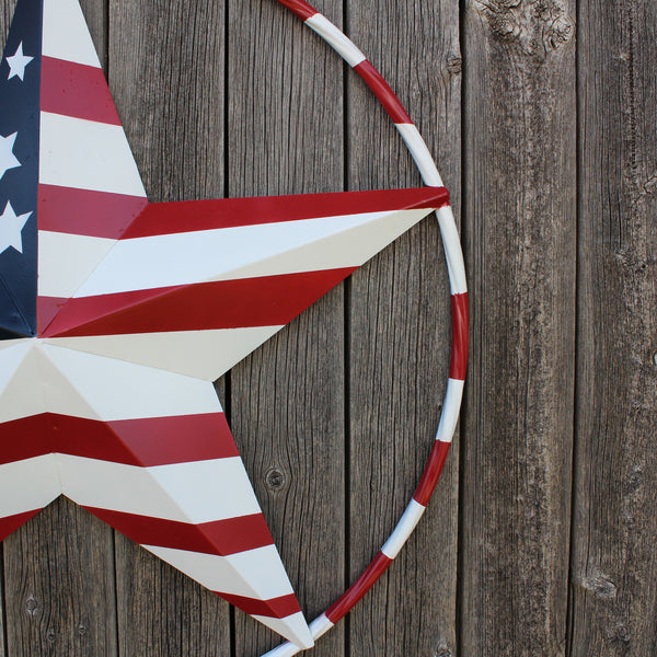 USA FLAG STAR AMERICAN FLAG METAL3D TWIST ROPE RING RED WHT BLUE WESTERN HOME DECOR HANDMADE #EH11925, 12",24",36",48" (Copy)
