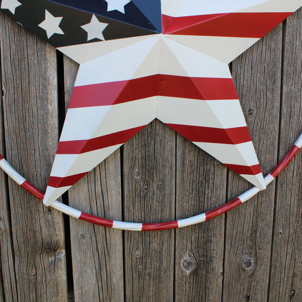 USA FLAG STAR AMERICAN FLAG METAL3D TWIST ROPE RING RED WHT BLUE WESTERN HOME DECOR HANDMADE #EH11925, 12",24",36",48" (Copy)