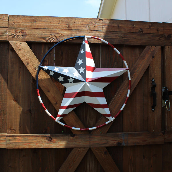 USA FLAG STAR AMERICAN FLAG METAL3D TWIST ROPE RING RED WHT BLUE WESTERN HOME DECOR HANDMADE #EH11925, 12",24",36",48" (Copy)