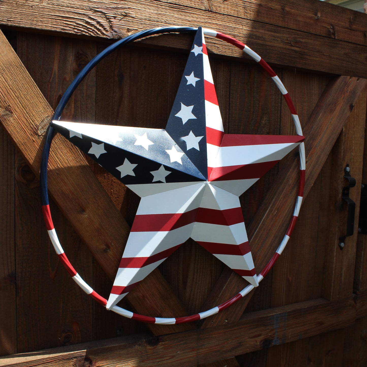 USA FLAG STAR AMERICAN FLAG METAL3D TWIST ROPE RING RED WHT BLUE WESTERN HOME DECOR HANDMADE 12",24",36",48" #EH11925