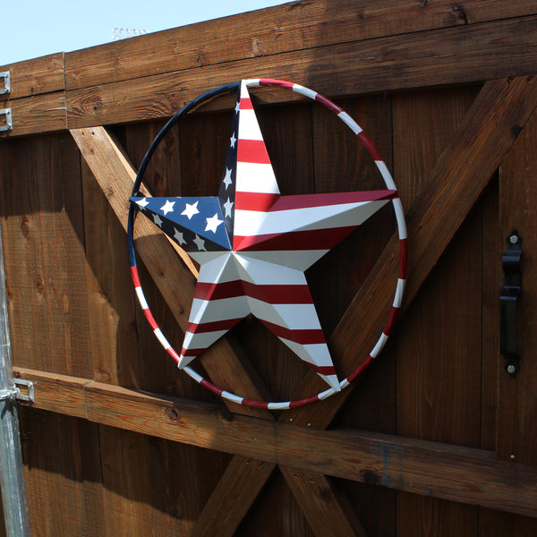 USA FLAG STAR AMERICAN FLAG METAL3D TWIST ROPE RING RED WHT BLUE WESTERN HOME DECOR HANDMADE #EH11925, 12",24",36",48" (Copy)