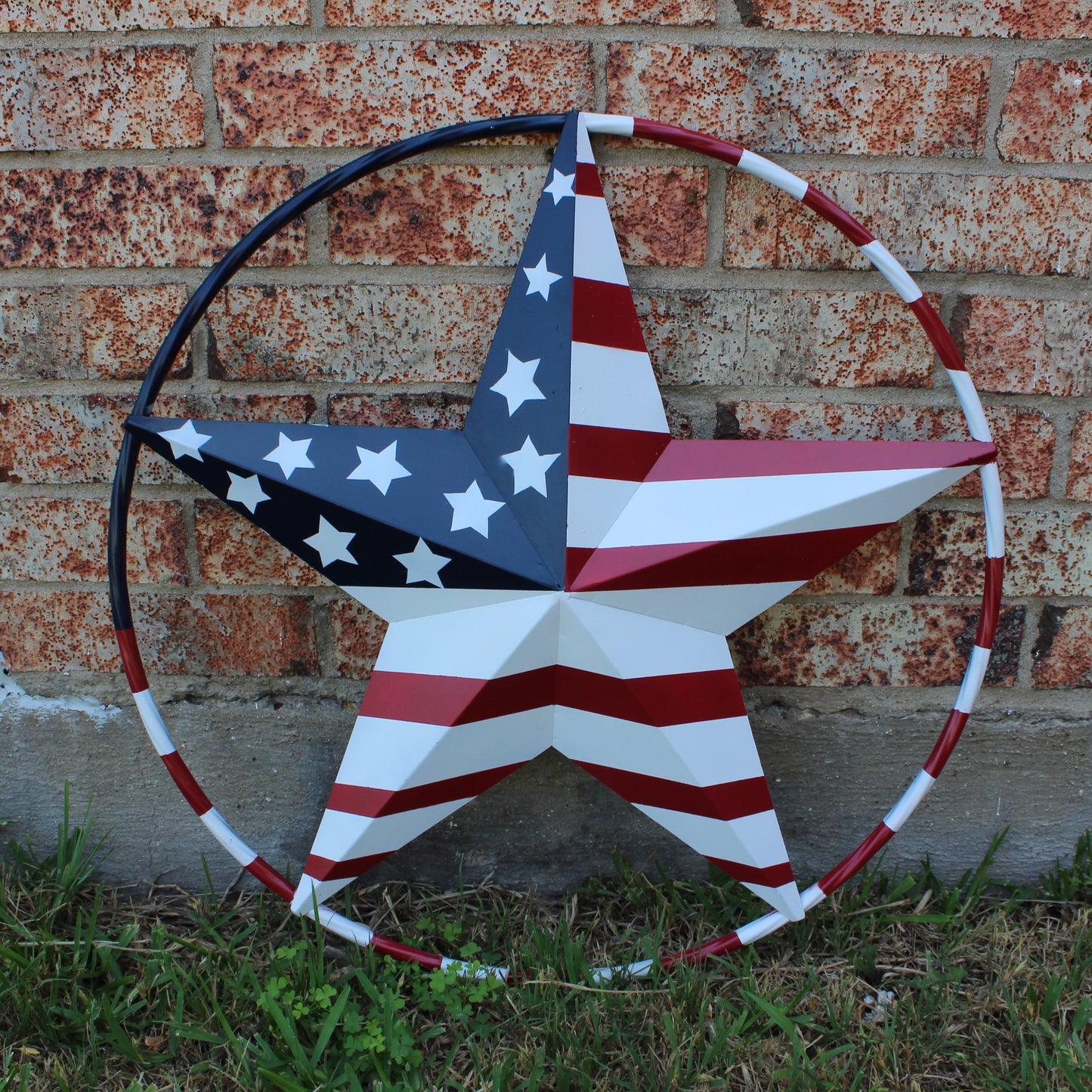 USA FLAG STAR AMERICAN FLAG METAL3D TWIST ROPE RING RED WHT BLUE WESTERN HOME DECOR HANDMADE 12",24",36",48" #EH11925