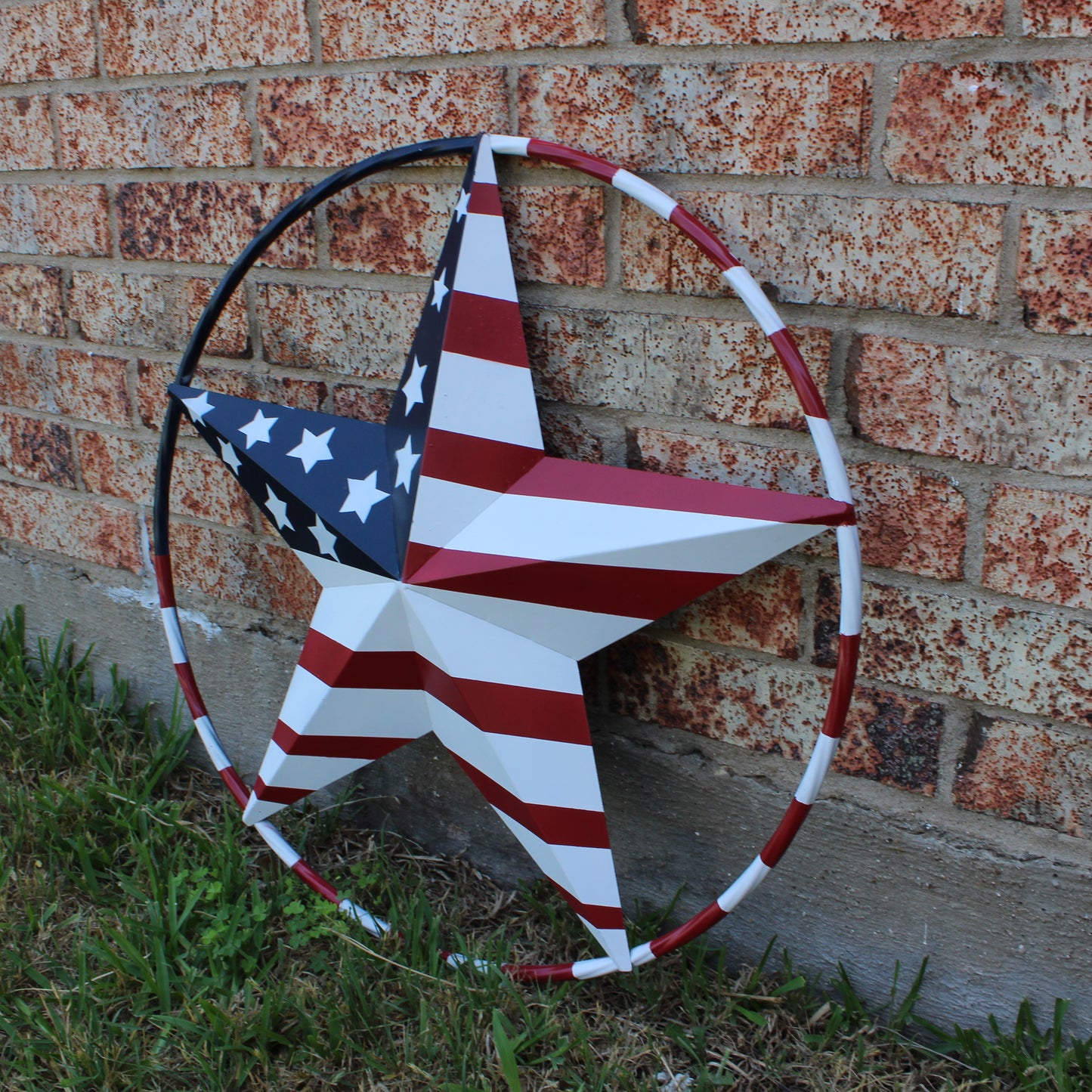USA FLAG STAR AMERICAN FLAG METAL3D TWIST ROPE RING RED WHT BLUE WESTERN HOME DECOR HANDMADE 12",24",36",48" #EH11925