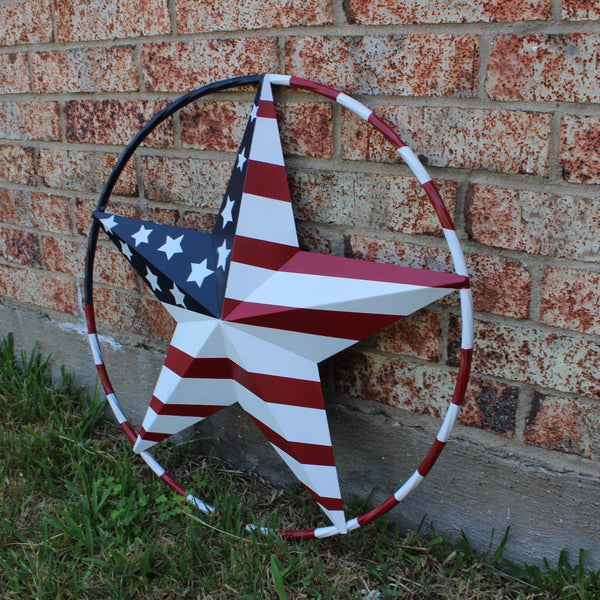USA FLAG STAR AMERICAN FLAG METAL3D TWIST ROPE RING RED WHT BLUE WESTERN HOME DECOR HANDMADE #EH11925, 12",24",36",48" (Copy)