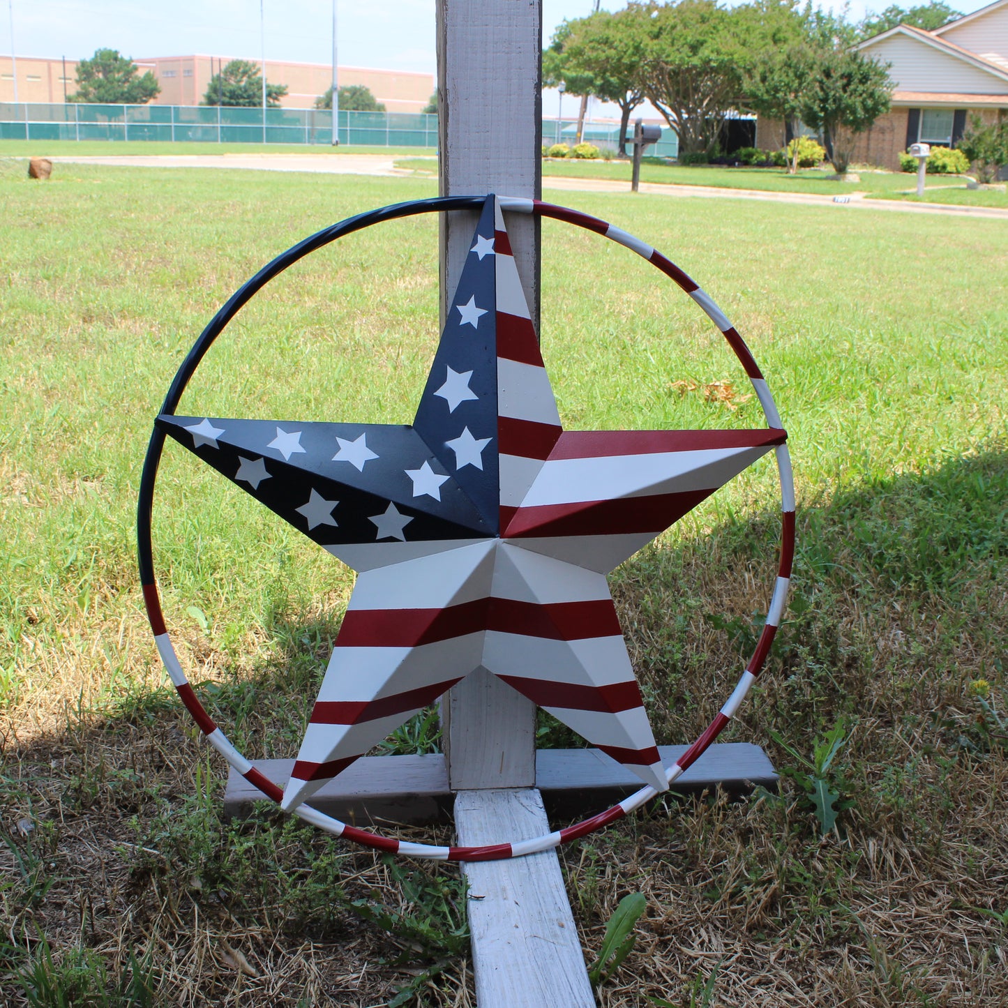 USA FLAG STAR AMERICAN FLAG METAL3D TWIST ROPE RING RED WHT BLUE WESTERN HOME DECOR HANDMADE 12",24",36",48" #EH11925