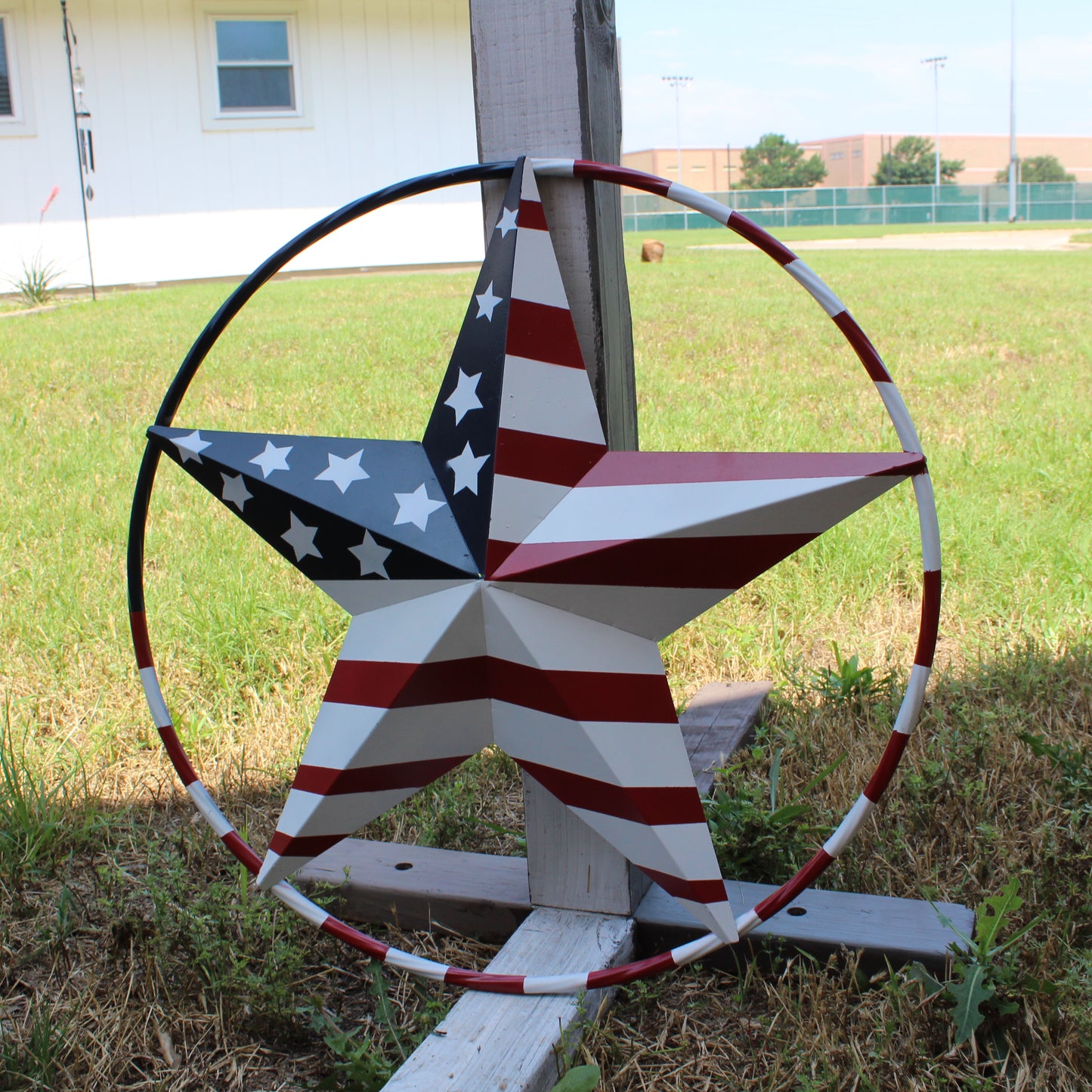 USA FLAG STAR AMERICAN FLAG METAL3D TWIST ROPE RING RED WHT BLUE WESTERN HOME DECOR HANDMADE 12",24",36",48" #EH11925