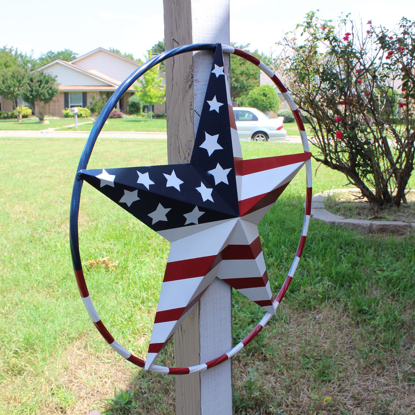 USA FLAG STAR AMERICAN FLAG METAL3D TWIST ROPE RING RED WHT BLUE WESTERN HOME DECOR HANDMADE 12",24",36",48" #EH11925