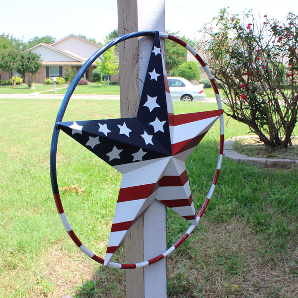 USA FLAG STAR AMERICAN FLAG METAL3D TWIST ROPE RING RED WHT BLUE WESTERN HOME DECOR HANDMADE #EH11925, 12",24",36",48" (Copy)