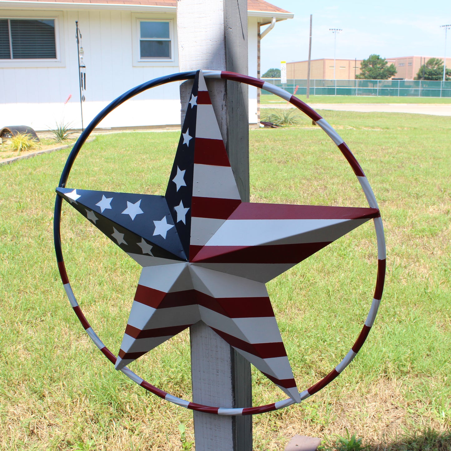 USA FLAG STAR AMERICAN FLAG METAL3D TWIST ROPE RING RED WHT BLUE WESTERN HOME DECOR HANDMADE 12",24",36",48" #EH11925