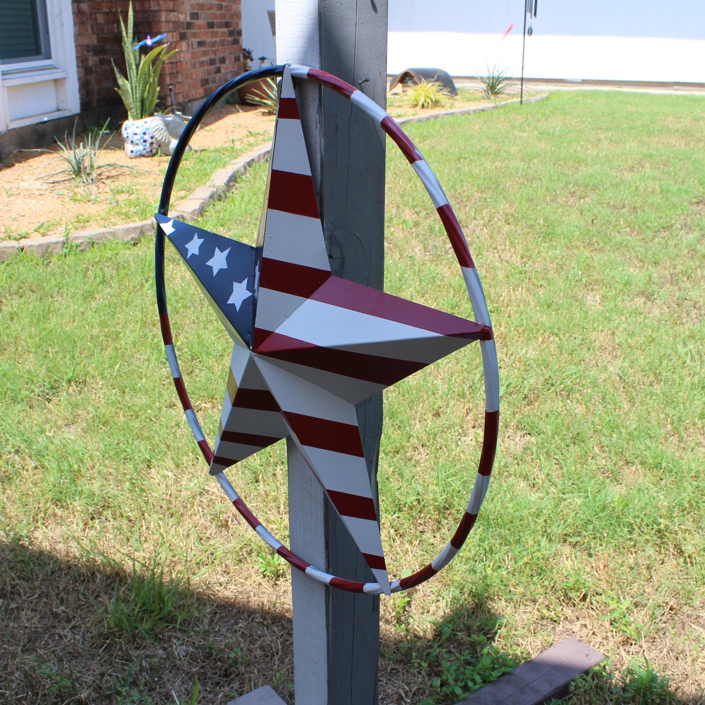 USA FLAG STAR AMERICAN FLAG METAL3D TWIST ROPE RING RED WHT BLUE WESTERN HOME DECOR HANDMADE 12",24",36",48" #EH11925