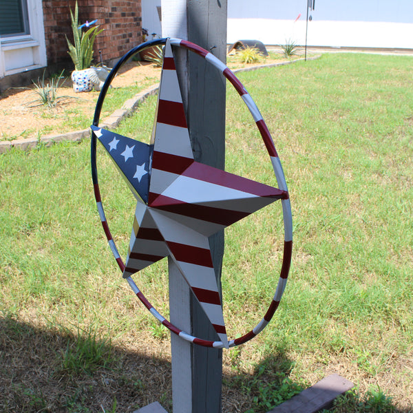 USA FLAG STAR AMERICAN FLAG METAL3D TWIST ROPE RING RED WHT BLUE WESTERN HOME DECOR HANDMADE #EH11925, 12",24",36",48" (Copy)