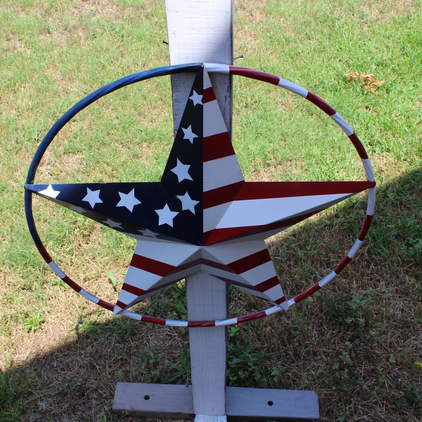 USA FLAG STAR AMERICAN FLAG METAL3D TWIST ROPE RING RED WHT BLUE WESTERN HOME DECOR HANDMADE 12",24",36",48" #EH11925