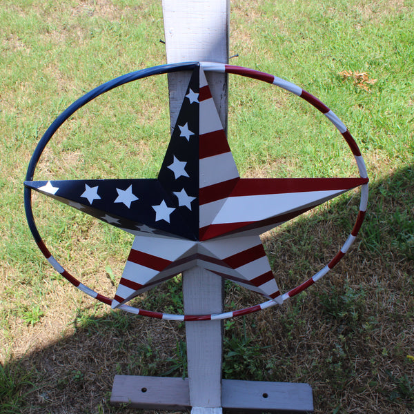 USA FLAG STAR AMERICAN FLAG METAL3D TWIST ROPE RING RED WHT BLUE WESTERN HOME DECOR HANDMADE #EH11925, 12",24",36",48" (Copy)