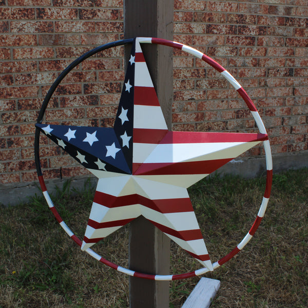 USA FLAG STAR AMERICAN FLAG METAL3D TWIST ROPE RING RED WHT BLUE WESTERN HOME DECOR HANDMADE #EH11925, 12",24",36",48" (Copy)