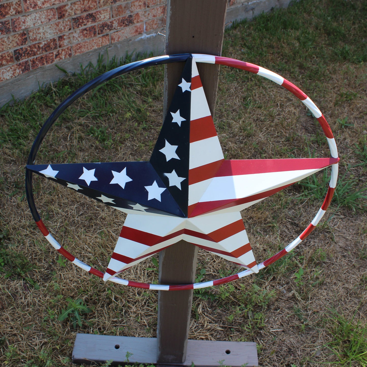 USA FLAG STAR AMERICAN FLAG METAL3D TWIST ROPE RING RED WHT BLUE WESTERN HOME DECOR HANDMADE 12",24",36",48" #EH11925