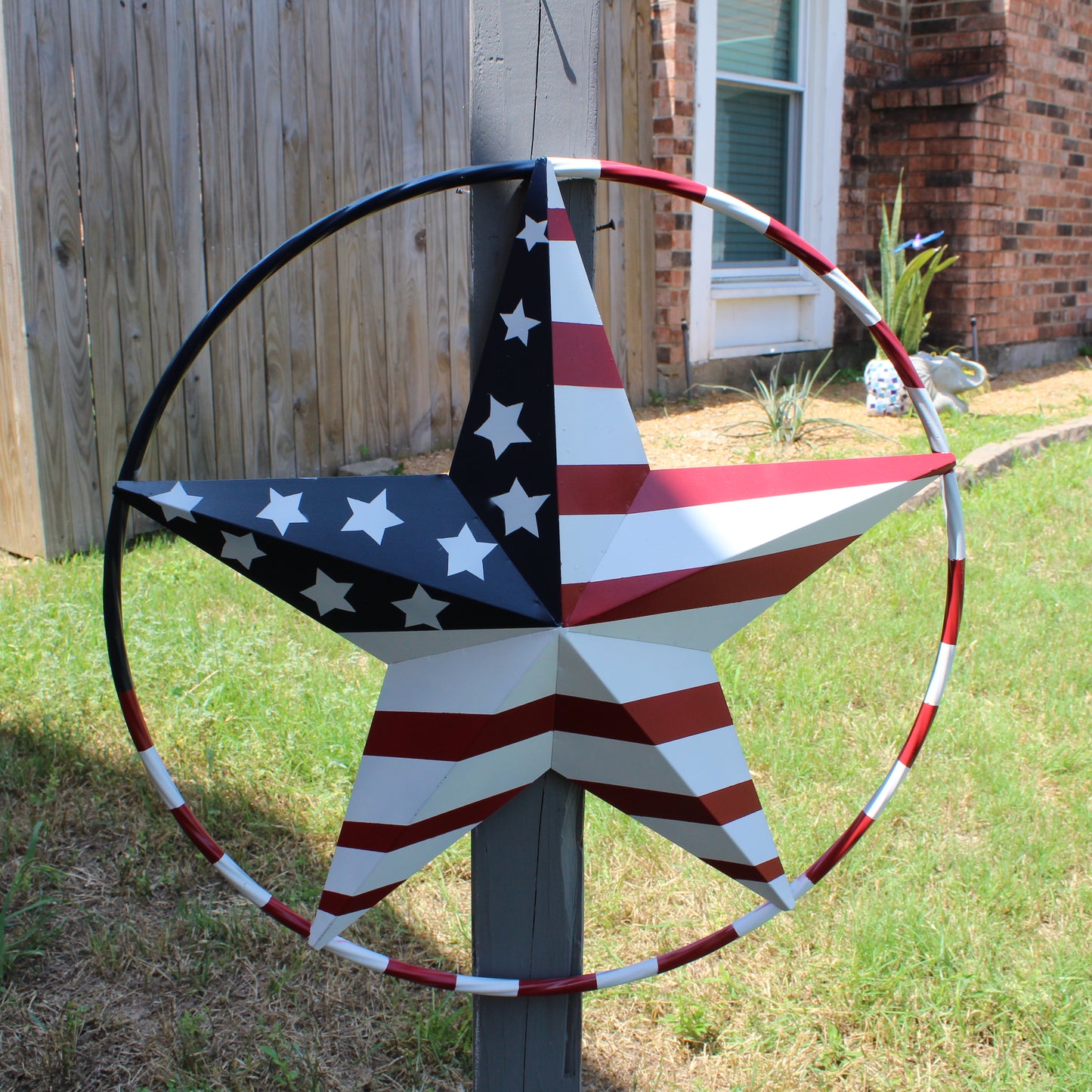 USA FLAG STAR AMERICAN FLAG METAL3D TWIST ROPE RING RED WHT BLUE WESTERN HOME DECOR HANDMADE 12",24",36",48" #EH11925