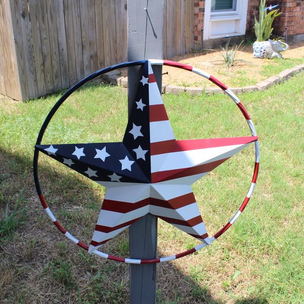 USA FLAG STAR AMERICAN FLAG METAL3D TWIST ROPE RING RED WHT BLUE WESTERN HOME DECOR HANDMADE #EH11925, 12",24",36",48" (Copy)