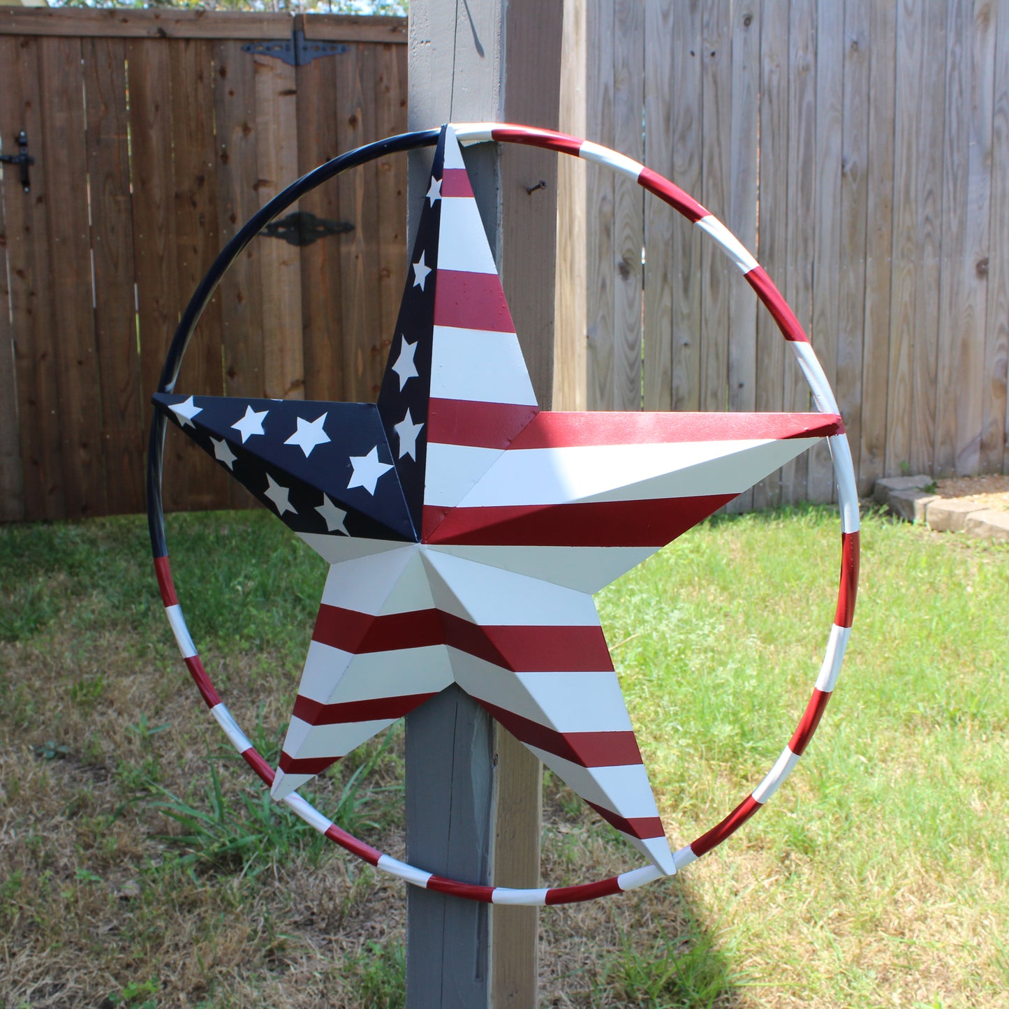 USA FLAG STAR AMERICAN FLAG METAL3D TWIST ROPE RING RED WHT BLUE WESTERN HOME DECOR HANDMADE 12",24",36",48" #EH11925
