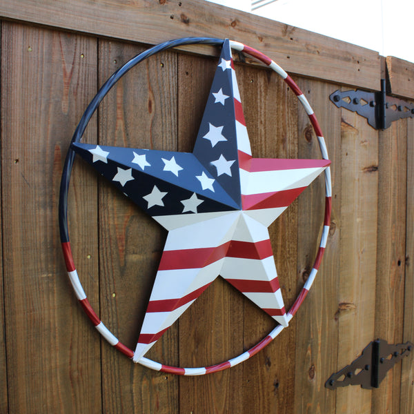 USA FLAG STAR AMERICAN FLAG METAL3D TWIST ROPE RING RED WHT BLUE WESTERN HOME DECOR HANDMADE #EH11925, 12",24",36",48" (Copy)