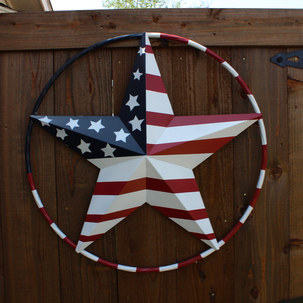 USA FLAG STAR AMERICAN FLAG METAL3D TWIST ROPE RING RED WHT BLUE WESTERN HOME DECOR HANDMADE #EH11925, 12",24",36",48" (Copy)