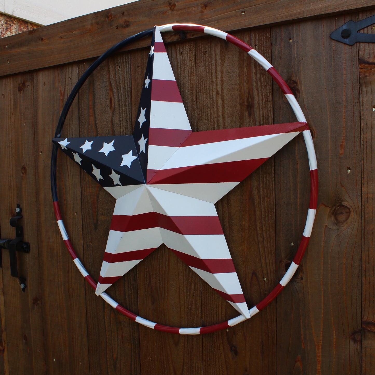 USA FLAG STAR AMERICAN FLAG METAL3D TWIST ROPE RING RED WHT BLUE WESTERN HOME DECOR HANDMADE 12",24",36",48" #EH11925