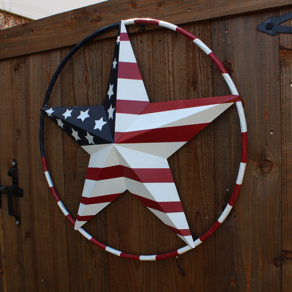 USA FLAG STAR AMERICAN FLAG METAL3D TWIST ROPE RING RED WHT BLUE WESTERN HOME DECOR HANDMADE #EH11925, 12",24",36",48" (Copy)