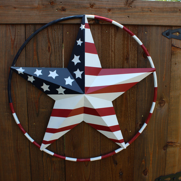 USA FLAG STAR AMERICAN FLAG METAL3D TWIST ROPE RING RED WHT BLUE WESTERN HOME DECOR HANDMADE #EH11925, 12",24",36",48" (Copy)