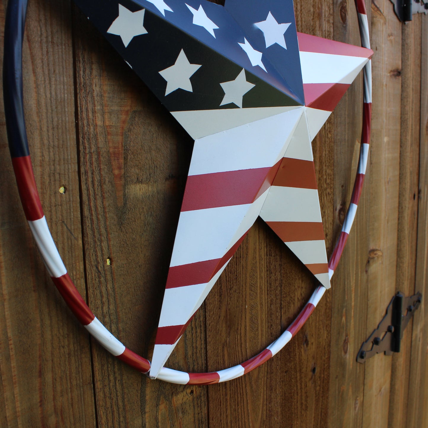 USA FLAG STAR AMERICAN FLAG METAL3D TWIST ROPE RING RED WHT BLUE WESTERN HOME DECOR HANDMADE 12",24",36",48" #EH11925