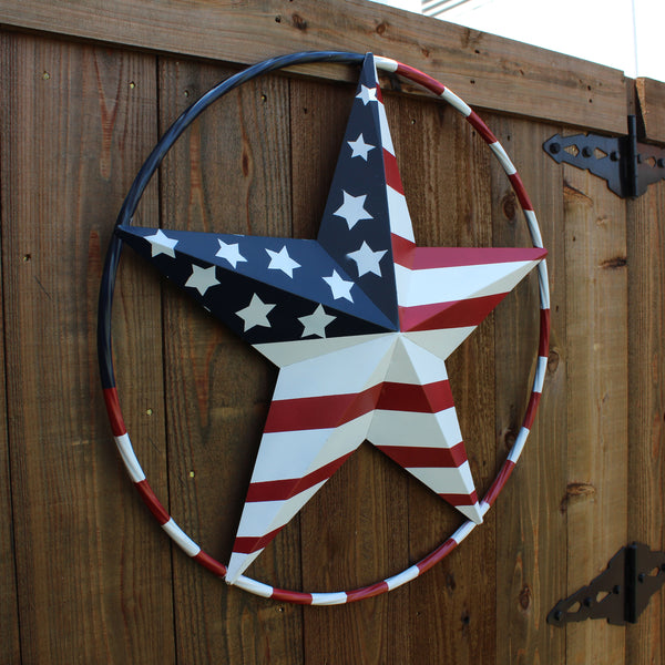 USA FLAG STAR AMERICAN FLAG METAL3D TWIST ROPE RING RED WHT BLUE WESTERN HOME DECOR HANDMADE #EH11925, 12",24",36",48" (Copy)