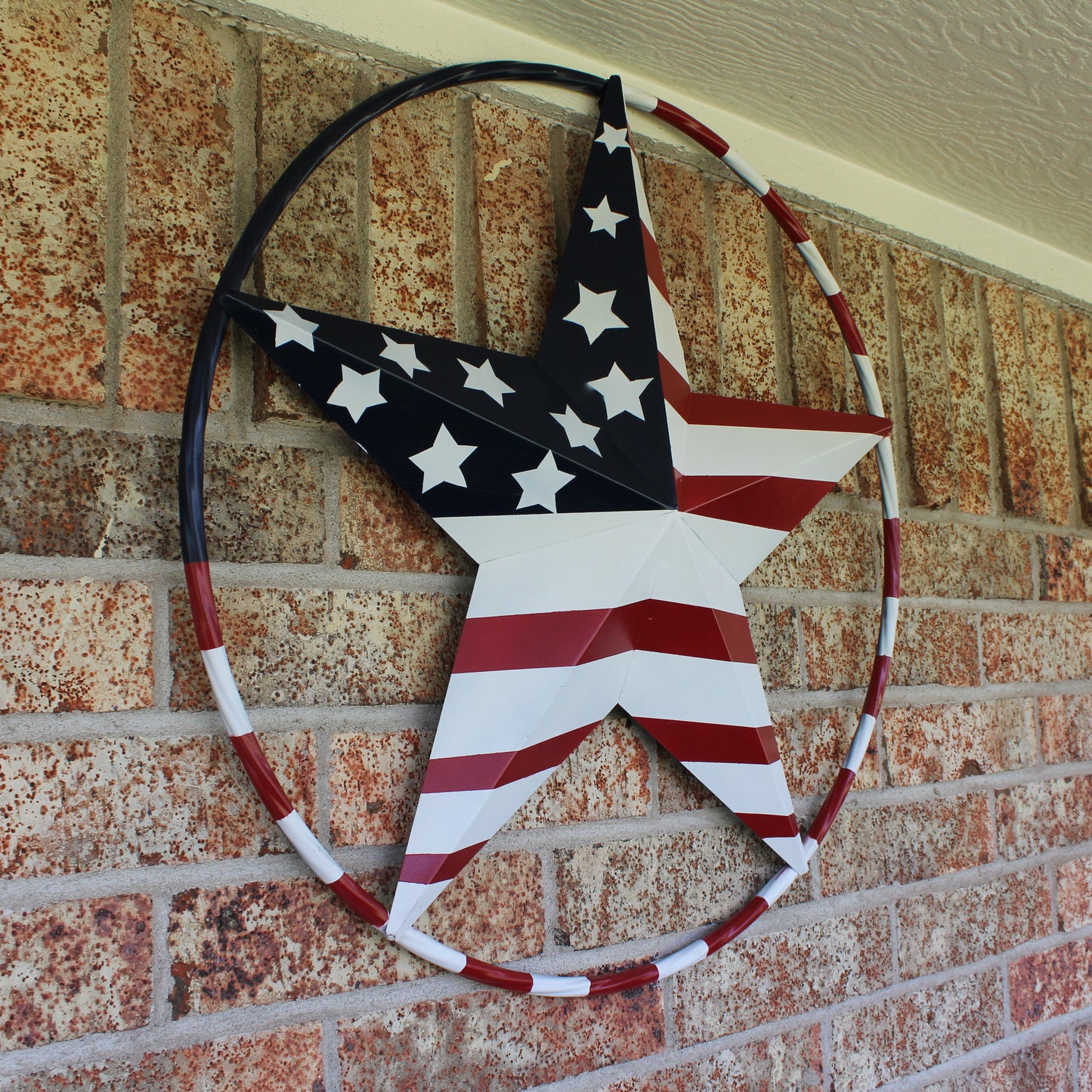 USA FLAG STAR AMERICAN FLAG METAL3D TWIST ROPE RING RED WHT BLUE WESTERN HOME DECOR HANDMADE 12",24",36",48" #EH11925