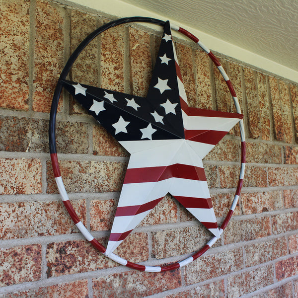 USA FLAG STAR AMERICAN FLAG METAL3D TWIST ROPE RING RED WHT BLUE WESTERN HOME DECOR HANDMADE #EH11925, 12",24",36",48" (Copy)