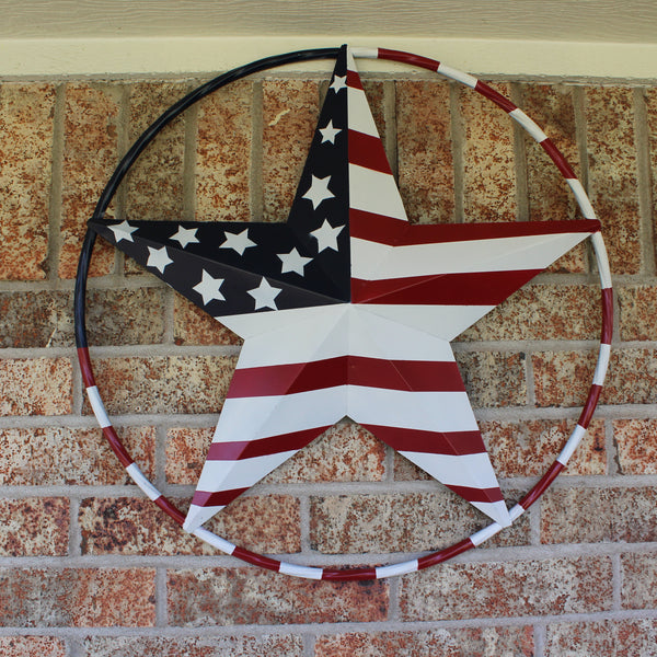 USA FLAG STAR AMERICAN FLAG METAL3D TWIST ROPE RING RED WHT BLUE WESTERN HOME DECOR HANDMADE #EH11925, 12",24",36",48" (Copy)