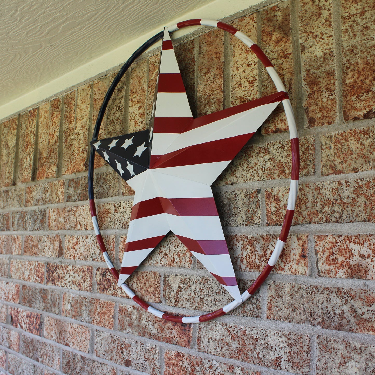 USA FLAG STAR AMERICAN FLAG METAL3D TWIST ROPE RING RED WHT BLUE WESTERN HOME DECOR HANDMADE 12",24",36",48" #EH11925