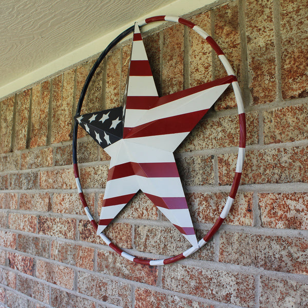 USA FLAG STAR AMERICAN FLAG METAL3D TWIST ROPE RING RED WHT BLUE WESTERN HOME DECOR HANDMADE #EH11925, 12",24",36",48" (Copy)